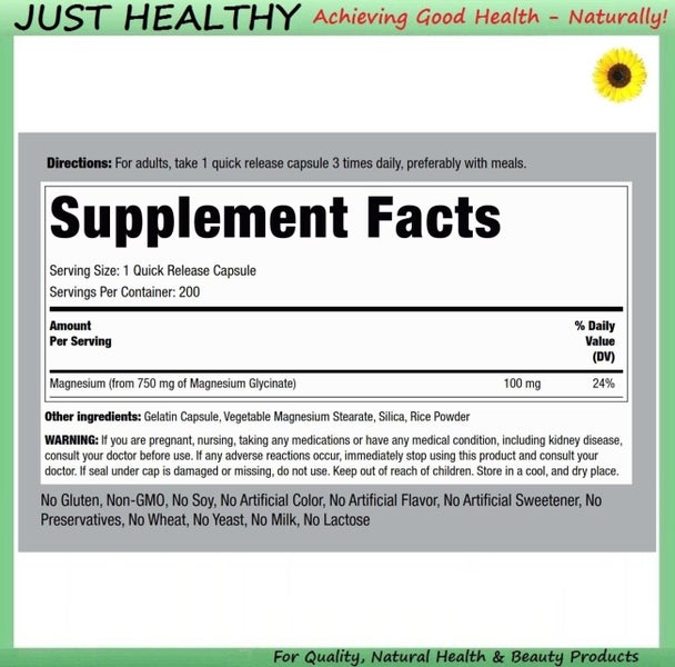 MAGNESIUM GLYCINATE - 750 mg - 200 CAPSULES Carousel 2