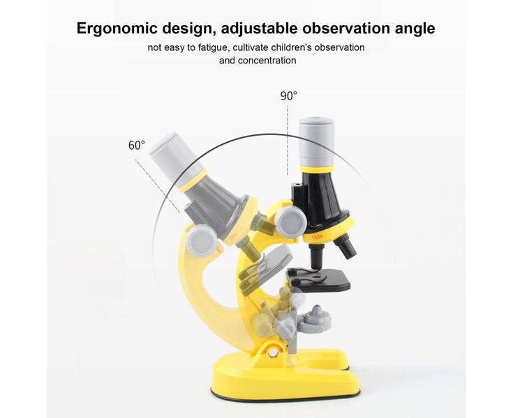 High Definition 100/400/1200 Times Adjustable Microscope Toys Kit with Carousel 6