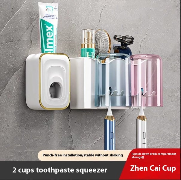 Toothbrush Holder With Toothpaste Dispenser 2 toothbrush slot Rack #DE117 Carousel 1