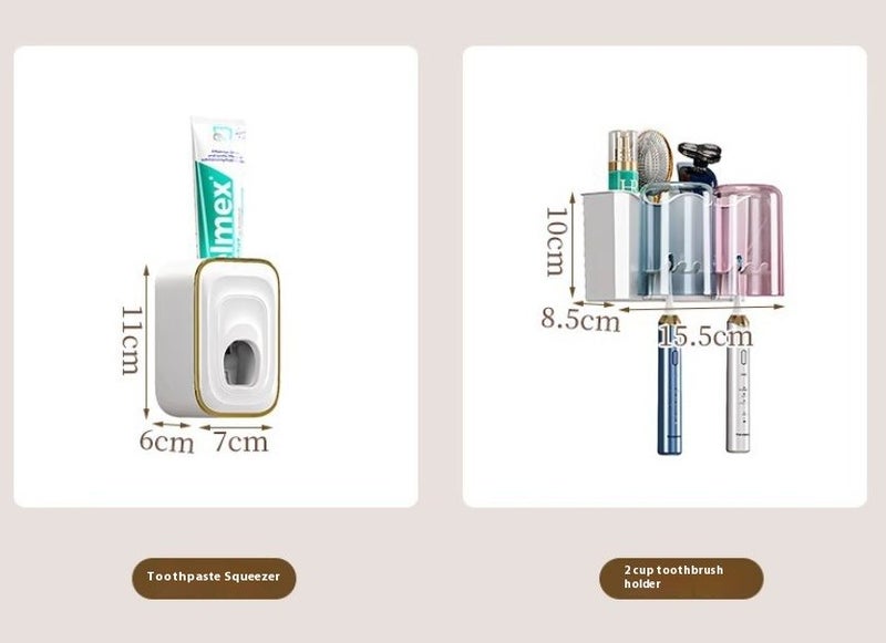 Toothbrush Holder With Toothpaste Dispenser 2 toothbrush slot Rack #DE117 Carousel 4