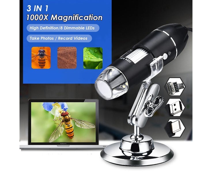 3 In 1 USB & MICRO USB &Type-C Digital Microscope 1000X Magnification Carousel 2