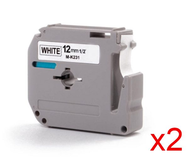 M-K231 MK231 Label Tape 12mm Black on White for Brother P-touch Ptouch @2PCS Carousel 1