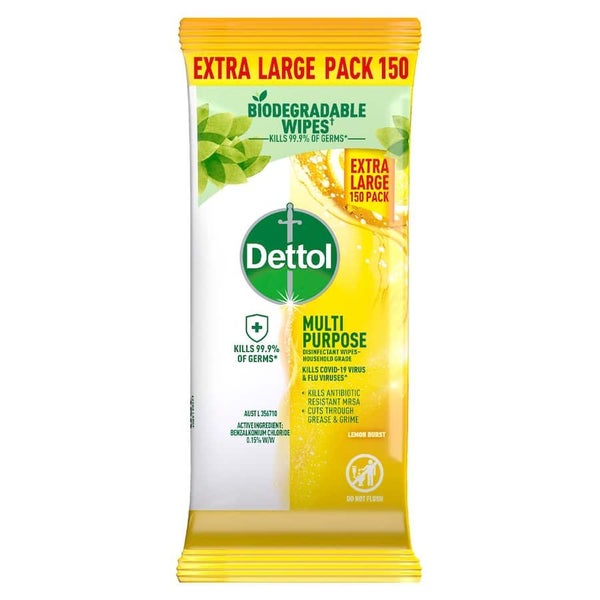 Dettol Cleaning Wipes Lemon Burst Multipurpose 150pack Carousel 1