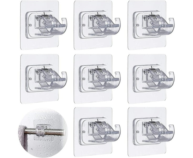 8Pcs No Drill Curtain Rod Brackets No Drilling Self Adhesive Curtain R Carousel 1