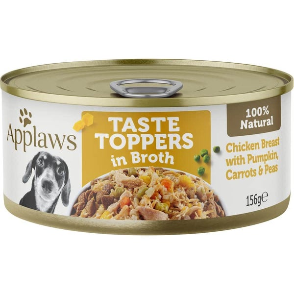 Applaws Taste Toppers Wet Dog Food In Broth Chicken Breast & Veg Can 156g Carousel 1