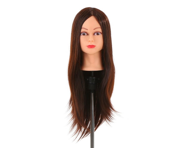 24" 30% Real Human Hair Dummy Head Hairdressing Training Head Salon He Carousel 1
