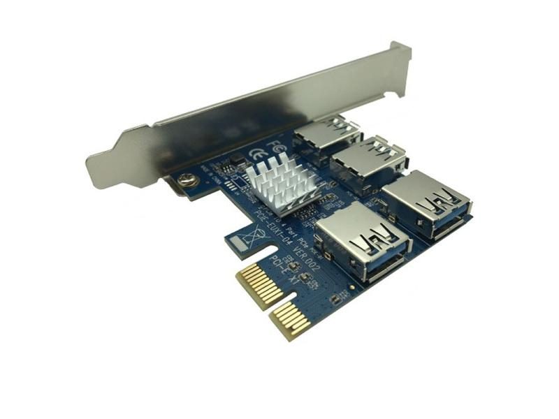PCI-E To PCI-E Adapter 1 Turn 4 PCI-Express Slot 1x To 16x USB 3.0 Mining Carousel 1