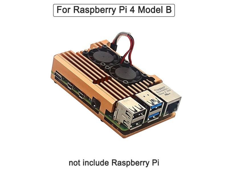 Raspberry Pi 4 4B Case Enclosure CNC Aluminum Cover Heatsink Cooling Fan For Carousel 1