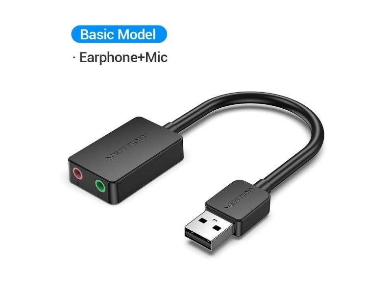Vention USB To 3.5mm Sound Card Adapter For PC Laptop PS4 Headset Carousel 1
