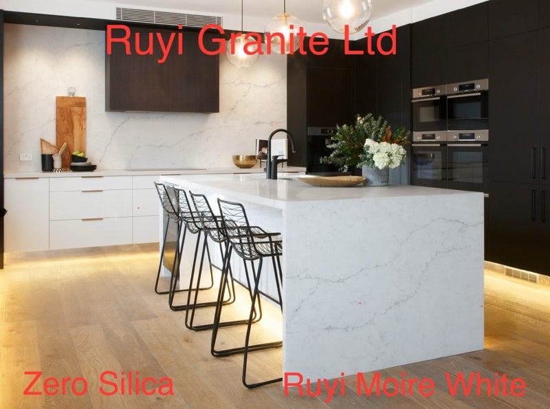Kitchen Engineered Stone Benchtop - Moire White Carousel 3