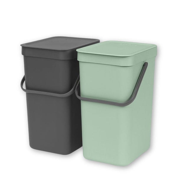 Brabantia Sort & Go Built-In Bin (2 x 12L) Jade Green/Grey Carousel 1