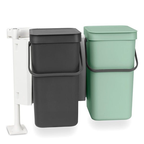 Brabantia Sort & Go Built-In Bin (2 x 12L) Jade Green/Grey Carousel 2