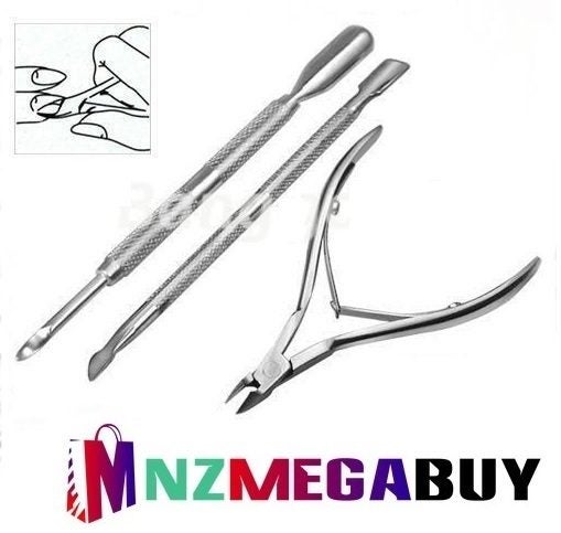 3PCS Nail Art Cuticle Spoon Pusher Cutter Clipper Carousel 1