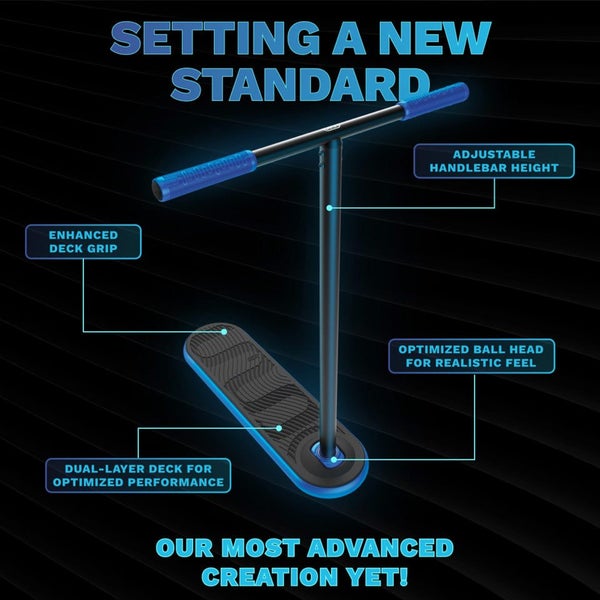 INDO PRO V2 TRAMPOLINE TRICK SCOOTER 690MM - 740MM BLUE BLACK Carousel 2