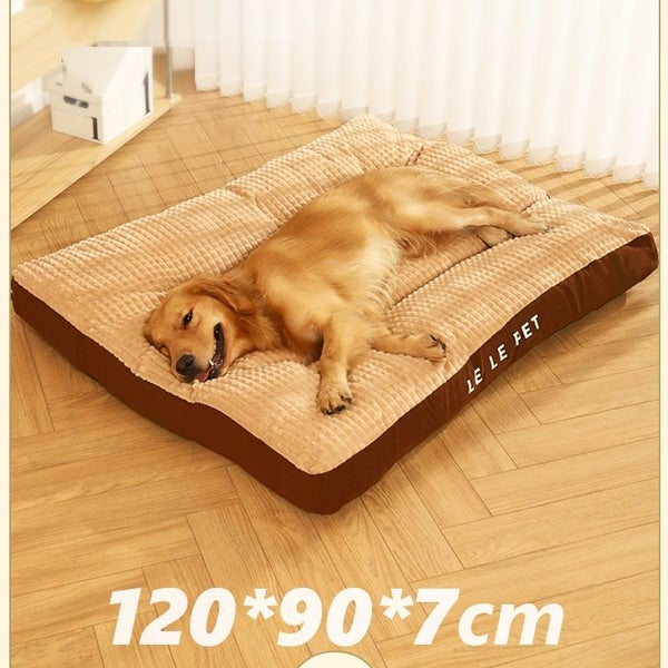 120CM XL Dog Bed Pet Mattress Warm Thick Washable BROWN Carousel 1