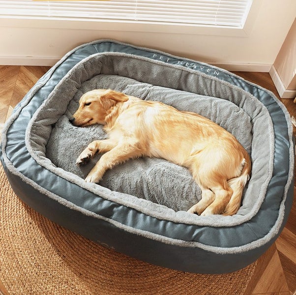 High Bolster Comfort Pet Dog Bed Thick Warm - Grey - Carousel 1