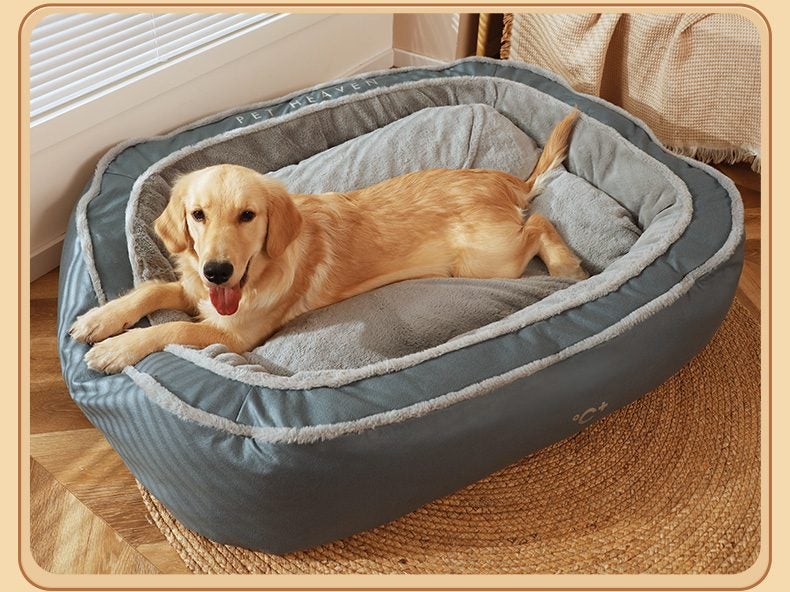 High Bolster Comfort Pet Dog Bed Thick Warm - Grey - Carousel 2