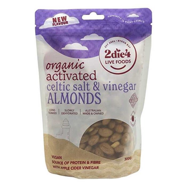 2die4 Live Foods Organic Activated Celtic Salt & Vinegar Almonds 300g Carousel 1