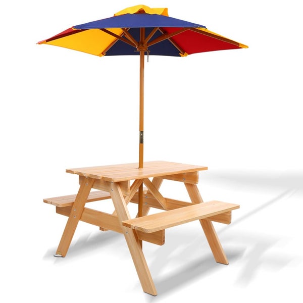 Picnic Table Set With Umbrella Kids Play Table & Chair Sets Keezi Kids Carousel 1