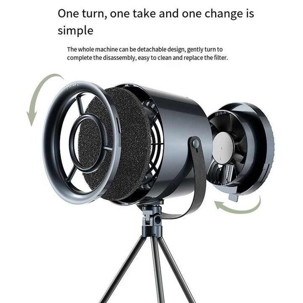 Elosung White Retro Style Desktop Air Purifier With Tripod Stand Carousel 2