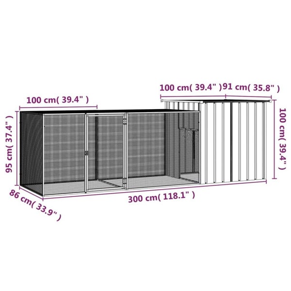 Chicken Cage Anthracite 300x91x100 Cm Galvanised Steel Toblapx Carousel 2