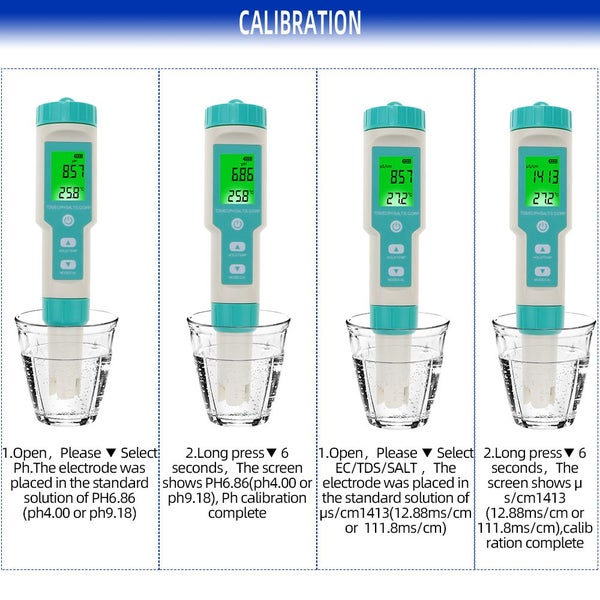 7 in 1 PH TDS EC ORP Salinity S. G Temp Meter Water Quality Monitor Tester Carousel 6