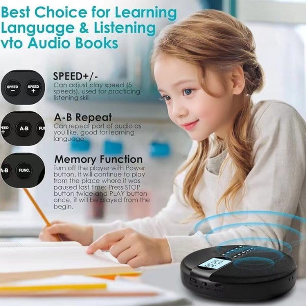 Portable CD Walkman and Personal CD Player with Dual Stereo Speaker Carousel 5