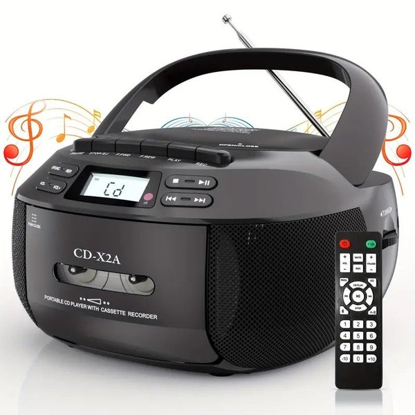 CD + Cassette Tape Player, Bluetooth CD Boombox, AM/FM Radio, Stereo Sound Carousel 1