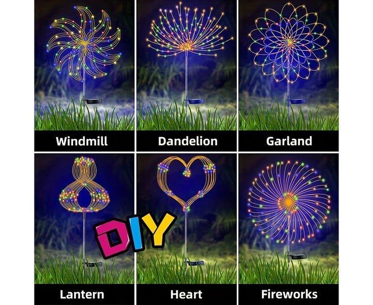 4pcs 200LEDs Solar Fireworks Lights Outdoor Solar Garden Lights Outdoor 8 L Carousel 2