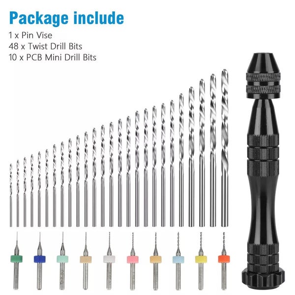 59 Pieces Hand Drill Bits Set Mini Drill Bits for Resin Polymer Clay Craft DIY Carousel 9