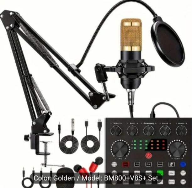 Podcast Recording Equipment with Gold Microphone Carousel 6