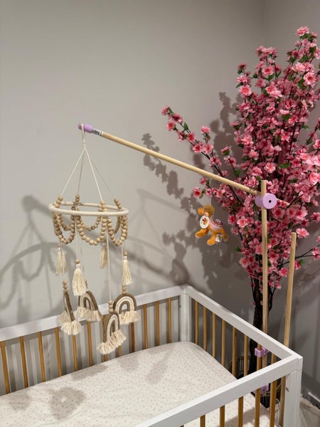Baby Mobile Hanger – Sturdy and Customizable for Your Cot - Pink Carousel 1