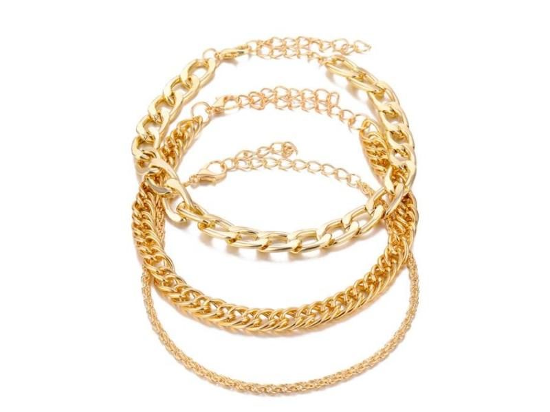 DIEZI New Vintage Simple Gold Snake Link Chain Anklet For Women Girls Carousel 1