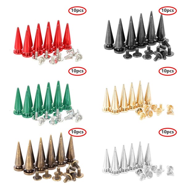 10 Sets 10x26MM Cone Spikes Punk Rivets Stud Screw Back Spikes for Leather_Bags Carousel 1