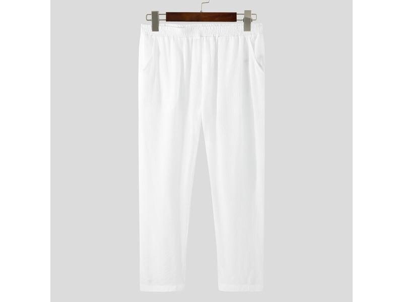 Men Sleep Pants Solid Color Homewear Elastic Waist Comfortable Thin Sleep Carousel 1