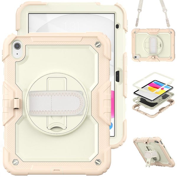 iPad 10th Gen 10.9 inch 2022 Hand Strap Stand Case-RoseGold Beige Carousel 1