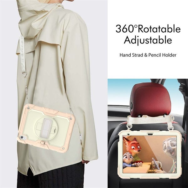 iPad 10th Gen 10.9 inch 2022 Hand Strap Stand Case-RoseGold Beige Carousel 8