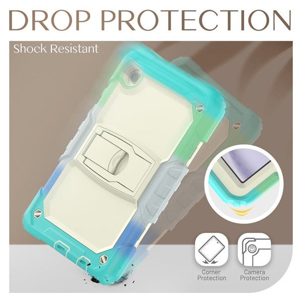 Samsung Galaxy Tab A9 8.7 inch 2023 Drop Protection Stand Case-RainbowBlue Carousel 8
