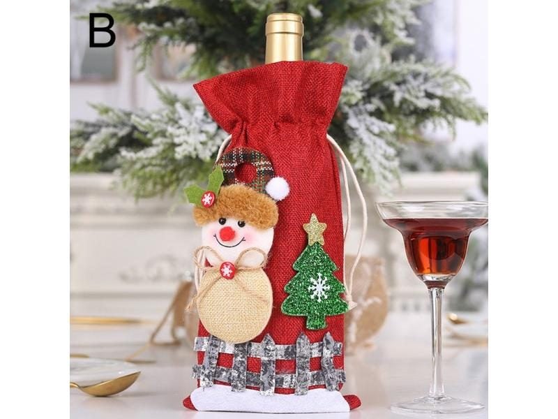 Christmas Wine Bottle Cover Merry Christmas Decor Holiday Santa Claus Champagne Carousel 1