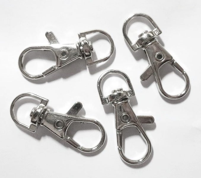 4 LARGE SILVER SWIVEL LANYARD CLASPS - 37 mm Carousel 1