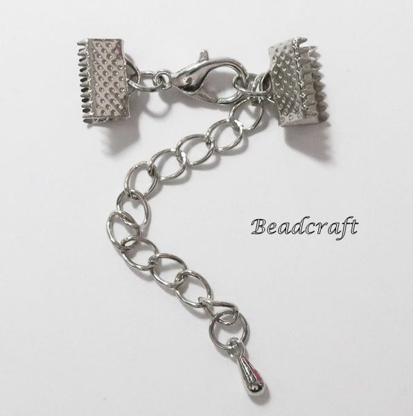 2 SETS SILVER CLASPS with END CRIMPS and EXTENDER CHAIN Carousel 1