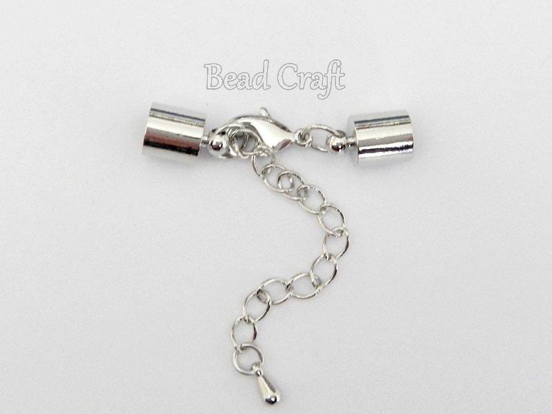 2 SETS SILVER LOBSTER CLASPS with END CAPS and EXTENDER CHAIN Carousel 1