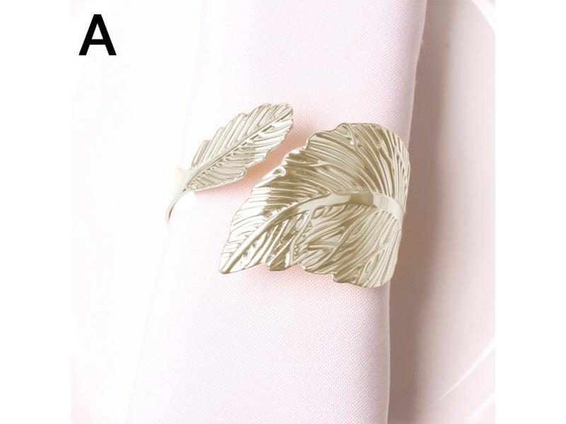 1pcs Leaves Feather Napkin Ring Buckle Holders For Wedding Party Decoration Carousel 1