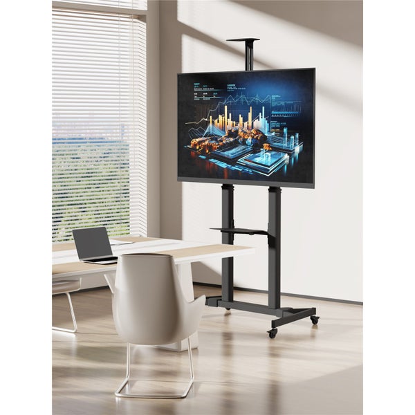 KONIC 60"-100" Telescopic Height-Adjustable Mobile TV Cart Trolley - Weight Up Carousel 2