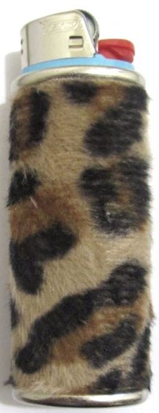 Faux fur covered metal case for Bic shaped lighters. Cheetah print. Carousel 1