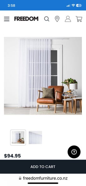 NEW Shelby Sheer Curtain Freedom 180x250cm Carousel 1