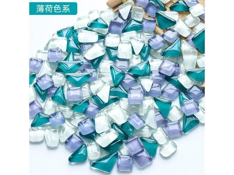 50PCS Irregular Shape Mixed Crystal Glass Colorful Mosaic Stones DIY Handmade Carousel 1