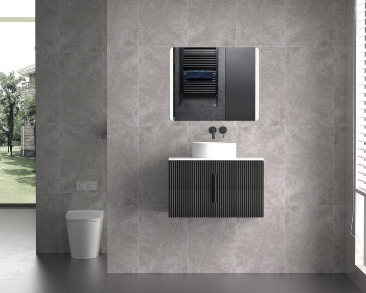 Aura 750mm Wall-Hung Vanity – Matte Black Carousel 1