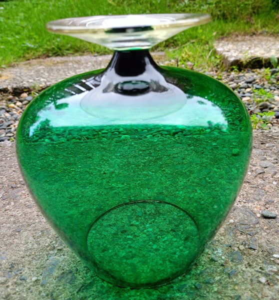 Spectacular Racing Car Green RETRO Art Glass Brandy Balloon VASE Carousel 9