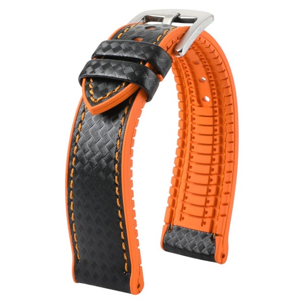Ezra Leather Rubber Performance Hybrid Watch Band for TAG Heuer Carrera 39mm ... Carousel 2